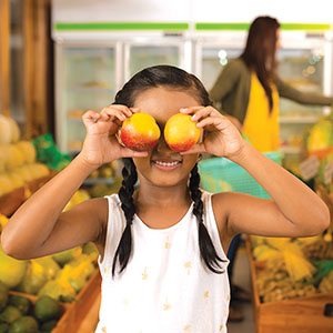 Girl with peaches